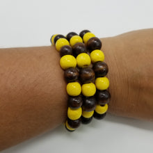 Load image into Gallery viewer, Brown &amp; Yellow Wooden Bracelet
